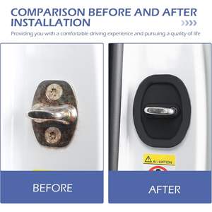 4 pezzi coperchio del blocco della serratura della portiera della vettura cuscinetti in Silicone di protezione per l'installazione con assorbimento degli urti a prova di ruggine parti di protezione del fermo della porta - Product Image 5