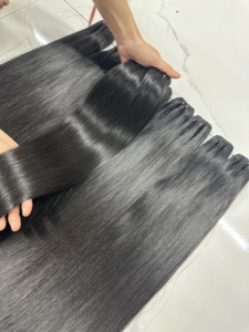 Glueless sợi ngang phần mở rộng tóc con người xương thẳng Việt Nam tóc màu sắc tự nhiên 1B - Product Image 4