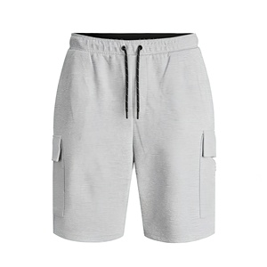 Men's Light Gray <b>Shorts</b> Mid Waist Drawstring Quick Dry Knitted Bermuda Style Casual <b>Pants</b> With Side Pockets - Product Image 1