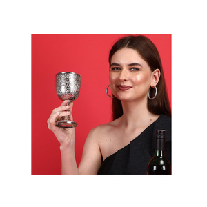 Elegant Silver Embossed Goblet | Luxury Drinking Chalice <b>Cup</b> <b>for</b> Home Kitchen Dining Bar Decor Gift Handmade Artistic Craftsmans - Product Image 5