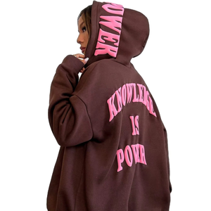 Sudadera con capucha de algodón 100% personalizada con estampado de abullonado para mujer, Jersey cómodo con logotipo elevado y cuello de chándal de invierno con capucha - Product Image 1