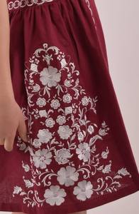 ชุดเดรสผ้าฝ้ายพิมพ์ลายดอกไม้ดีไซน์เนอร์คอกลมแขนกุดปักลายดอกไม้สำหรับงานปาร์ตี้คริสต์มาสชุดทางการมีโลโก้ที่ด้านหลัง - Product Image 4