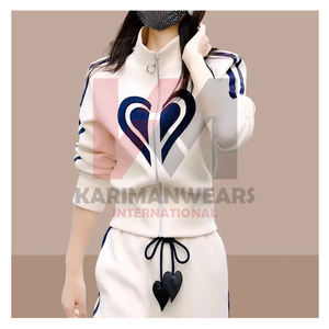 Survêtements 2 pièces décontractés pour femmes printemps automne avec fermeture éclair sweats à col montant tenues de mode vêtements de sport coupe ample - Product Image 1