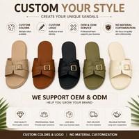 Sandales plates minimalistes pour femmes avec boucle de ceinture chic, confortables, en PU, semelle TPR durable, chaussures d'été pour femmes, vente en gros