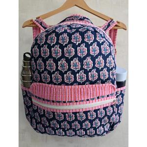 Handmade Lightweight Indian Quilted <b>Mini</b> <b>Backpack</b> Boho Style Floral Hand Block Print Zipper Bag for School & Travel Unisex - Product Image 2