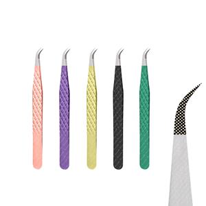 Pince à épiler japonaise en acier inoxydable pour extension de faux cils, outils professionnels de greffe de cils avec pointe en fibre de logo personnalisé - Product Image 1