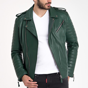 Veste bomber en cuir véritable pour homme, style motard, cuir de vachette de qualité supérieure, imperméable, écologique, séchage rapide, respirant, doublure en fausse fourrure - Product Image 2