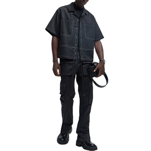 NUEVAS Camisetas de Manga Corta Negras 2026, Primavera, Tallas Grandes, Logotipo Personalizado, Cuello en V para Hombre, 100% Algodón Ecológico, Estilo Urbano, Camisetas con Contraste - Product Image 2