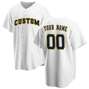 Jersey de béisbol con cuello en V y botones de dos colores a rayas de poliéster sublimado personalizado jerséis de béisbol de hip hop personalizados - Product Image 4