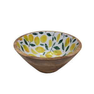 Bol à fruits de forme ronde en bois de conception en émail de table fini naturel pour la maison et les hôtels aliments et collations bols de service faits à la main - Product Image 6