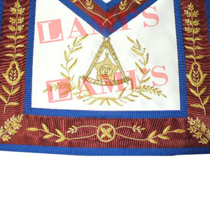 OEM Service Custom Handmade Scottish Rite Lux 14 Degree Masonic Apron With Bullion <b>Wire</b> Embroidery and Sequin Decoration - Product Image 4