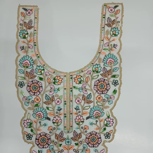 Majestic Net Fabric Indian Gown Kurti Blouse-Patchs de broderie à paillettes élégants fabriqués à la main col de cou couture pour élégant - Product Image 1