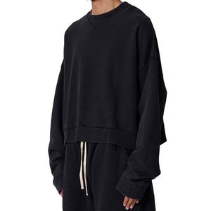 Sweat-shirt à capuche surdimensionné pour homme en molleton de coton lourd Streetwear Logo personnalisé Épaule tombante Col rond Sweat-shirt - Product Image 2