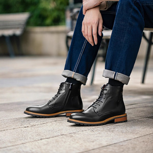 Bottes courtes en cuir de vachette pleine fleur avec doublure respirante et résistantes à l'usure pour le quotidien, les trajets et les activités de plein air - Product Image 4