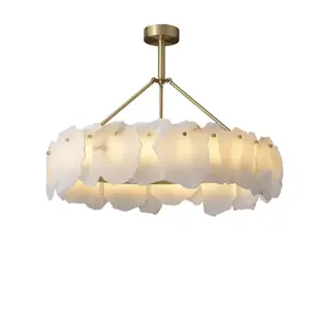 Lustre industriel moderne PietraStone, suspension avec lumière blanc chaud, abat-jour en cuivre et en pierre pour la décoration de la maison - Product Image 6