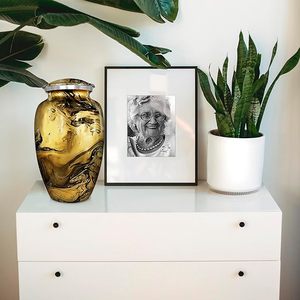 Handmade <b>Large</b> Adult Size Mosaic Aluminium Glass Cremation <b>Urn</b> Individual Tiles Applied Burial Unique Funerals Supply - Product Image 2