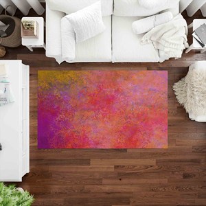 <b>Pink</b> Orange Abstract Rug: Modern Living Room Decor, Printed Rug,Nonwoven Soft Rug - Product Image 2