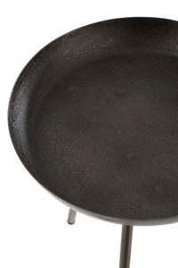 Juego de 3 piezas de mesa auxiliar de aluminio moderna de mediados de siglo con acabado negro mate, mesa plegable redonda para uso en interiores - Product Image 2