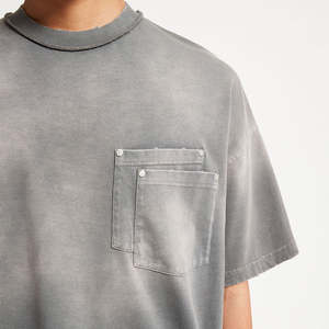 Camiseta de gran tamaño de alta calidad para hombre, ropa de calle personalizada, algodón en blanco de peso pesado, lavado con agua y ácido, talla grande - Product Image 2