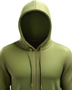 Men Olive Green <b>Zip</b> Up <b>Hoodie</b> with Front <b>Pockets</b> Adjustable Drawstring Hood Soft Fleece Sweatshirt for Casual Wear - Product Image 5