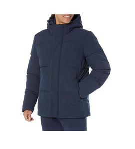 Veste matelassée pour homme de qualité supérieure, personnalisée, résistante à l'eau, marine, recyclée, mi-longue, à capuche - Product Image 1