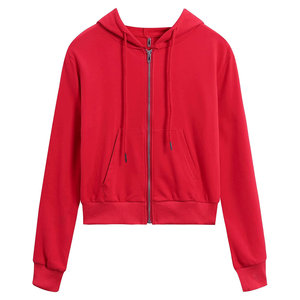 Sudadera con capucha corta transpirable para mujer, ropa de calle informal cálida personalizada, figuras de hombros caídos, sudaderas con capucha transpirables ecológicas de punto - Product Image 1