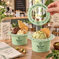 Emballage personnalisé AT PACK pour coupes à glace avec logo pour les boutiques de gelato, les cafés, les desserts à emporter, l'image de marque, emballage alimentaire haut de gamme