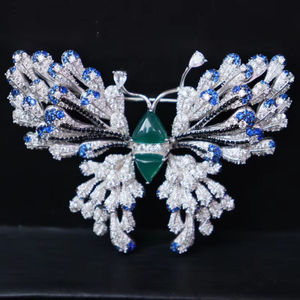 Broche de lujo de Plata de Ley 925 con circón para bodas, fiestas, compromisos, regalo unisex - Product Image 1