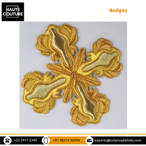 Écussons brodés à la main de style antique, REGALIA MAÇONNIQUE, fils d'or, Kora & Kasab, pour vêtements de prêtre d'église, pour les acheteurs en gros - Product Image 3