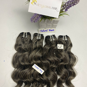 Cabello de trama ondulado natural de color gris natural 100% paquetes de tejido de cabello humano virgen vietnamita - Product Image 1