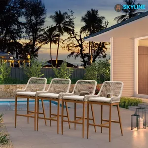 Skyline Modern Outdoor Bar Stool High Chairs Table Set Luxury Garden Furniture Bar Table And Chair For Restaurant And Bars