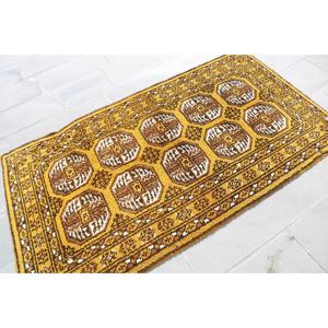 Turkish Vintage Rug 3.8x6.7 ft, <b>Yellow</b> Southwestern <b>Wool</b> Rug - Product Image 2