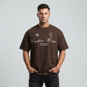 เสื้อยืดโอเวอร์ไซส์ผู้ชาย แบรนด์สั่งทำพิเศษ พรีเมียม เป็นมิตรกับสิ่งแวดล้อม ระบายอากาศได้ดี คอกลม น้ำหนัก 240 กรัม แขนสั้น ผ้าถัก ทรงหลวม สวมใส่สบาย - Product Image 1