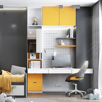 Armoire de chambre d'enfant autoportante, moderne et durable, au design personnalisable, avec bureau et bibliothèque, pour mobilier de chambre d'appartement