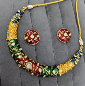 Conjunto de gargantilla de diseñador de lujo con aretes, nuevo estilo de conjunto de gargantilla para mujeres y niñas, para usar en compromisos, bodas y fiestas. - Product Image 2