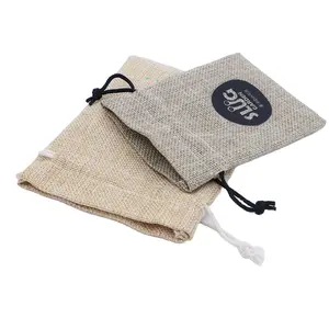 Confezione regalo di natale conservazione polvere personalizzata tessuto viola chiaro tela piccola borsa con coulisse in lino