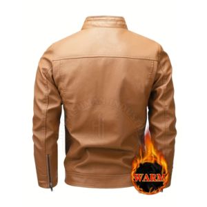 <b>Men's</b> Solid Color Baseball Uniform <b>Jacket</b> Leather <b>Jacket</b> with Zipper Plus Size Winter Outdoor Canvas for Fall Season - Product Image 2