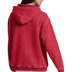Sudadera con capucha de lana de manga larga ligera para mujer, estampado Digital con cremallera, patrón corto 2025, teñido liso para invierno, MOQ bajo - Product Image 6