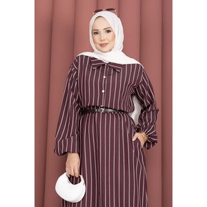 Completo Due Pezzi in Tessuto Crepe a Righe Bordeaux XS/XS, Top Aderente e Gonna Corta per Primavera/Estate - Product Image 2