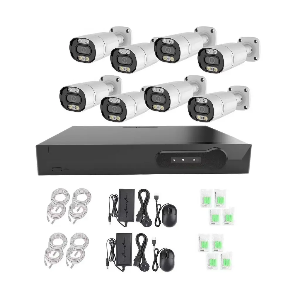 8 Channel H.265 4K CCTV POE IP Cameras Kits NVR 8CH Wired Home Video Surveillance 8MP POE Security Cameras System
