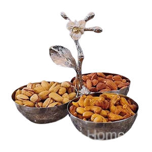 Bol en forme de feuille de fleur en aluminium poli brillant en acier inoxydable bol de collations aux fruits - Product Image 1