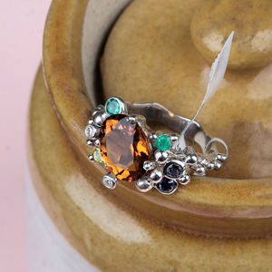 Belle bague multi-pierres naturelles pour femmes 925 mariage en argent sterling massif certifié IGI bijoux en gros pour les fournisseurs - Product Image 3