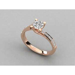 Bague pour femme en or 14 carats avec diamant solitaire rond de laboratoire, bagues en diamant brillant - Product Image 3