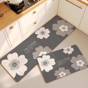 Juego de Alfombrillas de Cocina Modernas con Diseño Floral, Antiderrames y de Secado Rápido, Fabricadas en PVC y Tela de Poliéster con Respaldo de Goma Acolchado Antideslizante - Product Image 1
