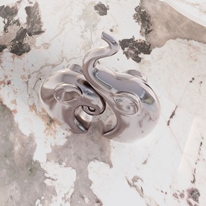 Ceramic Silver Contemporary Handmade Decorative <b>Object</b> the Couple of Lovers 25cm Valentine's Day <b>Art</b> Display - Product Image 3