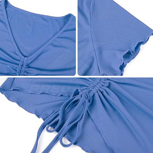 Moda Casual Ocasiones Salidas a la playa Ropa de gimnasio Crop Top Ladies Crop Top con mangas cortas para el verano - Product Image 5