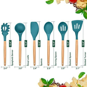 Juego de servir comida de lujo Cubiertos de cabeza azul con mango de madera Perfecto para bodas elegantes y eventos especiales - Product Image 2