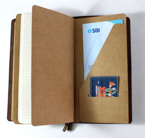 Carnet de notes en cuir relié A5, papier journal, logo personnalisé, bande élastique, planificateur noir en kraft, carnet d'étudiant - Product Image 5