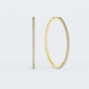 Boucles d'oreilles créoles en diamant de laboratoire rond en or massif 10 carats Boucles d'oreilles à vis Boucles d'oreilles Huggie en diamant de laboratoire CVD Diamond - Product Image 2