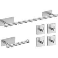 Ensemble d'accessoires de salle de bain HM 6 pièces en acier inoxydable 304 poli brossé, adhésif, anti-corrosion, design minimaliste, 40 cm